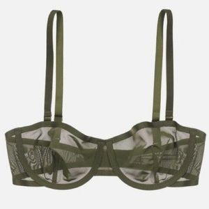 CUUP balconette bra 34b 34 moss grass green small med plunge EUC